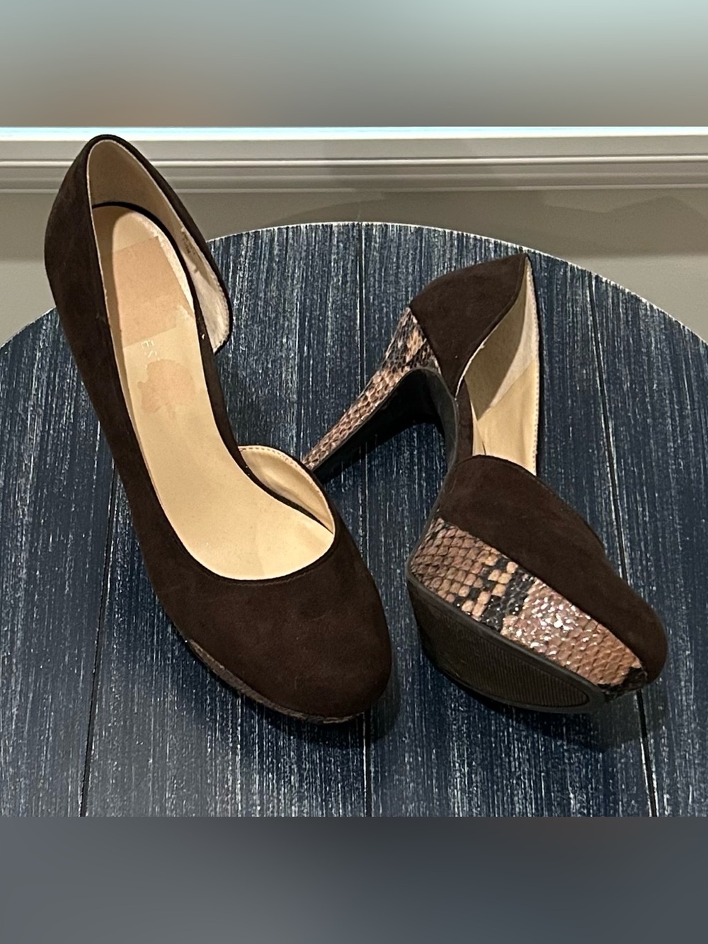 Nine West Vegan Platform Snakeskin Heels